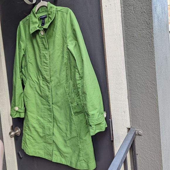 Banana Republic Coat Medium Green Lightweight Cotton Classic Preppy European - Picture 2 of 6
